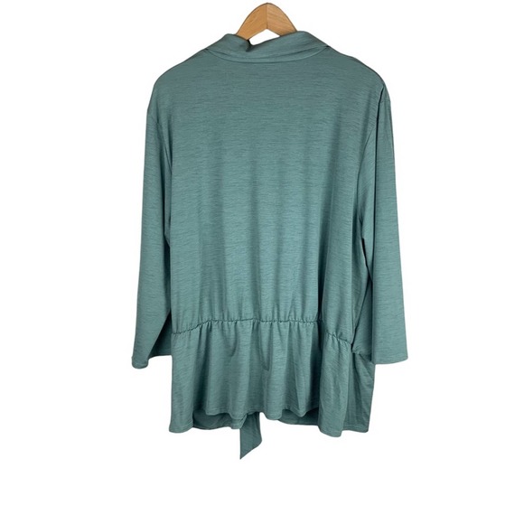 NWT Est. 1946 Green Collar V Neck Belted Blouse - Picture 2 of 6